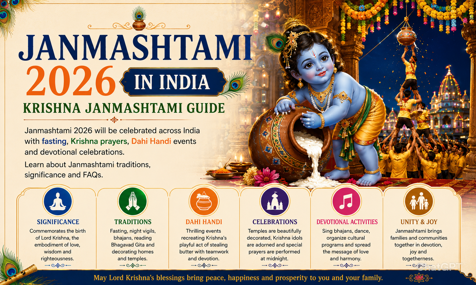Janmashtami 2026 in India: Date, History, Krishna Birth Celebration, Rituals & Festival Guide