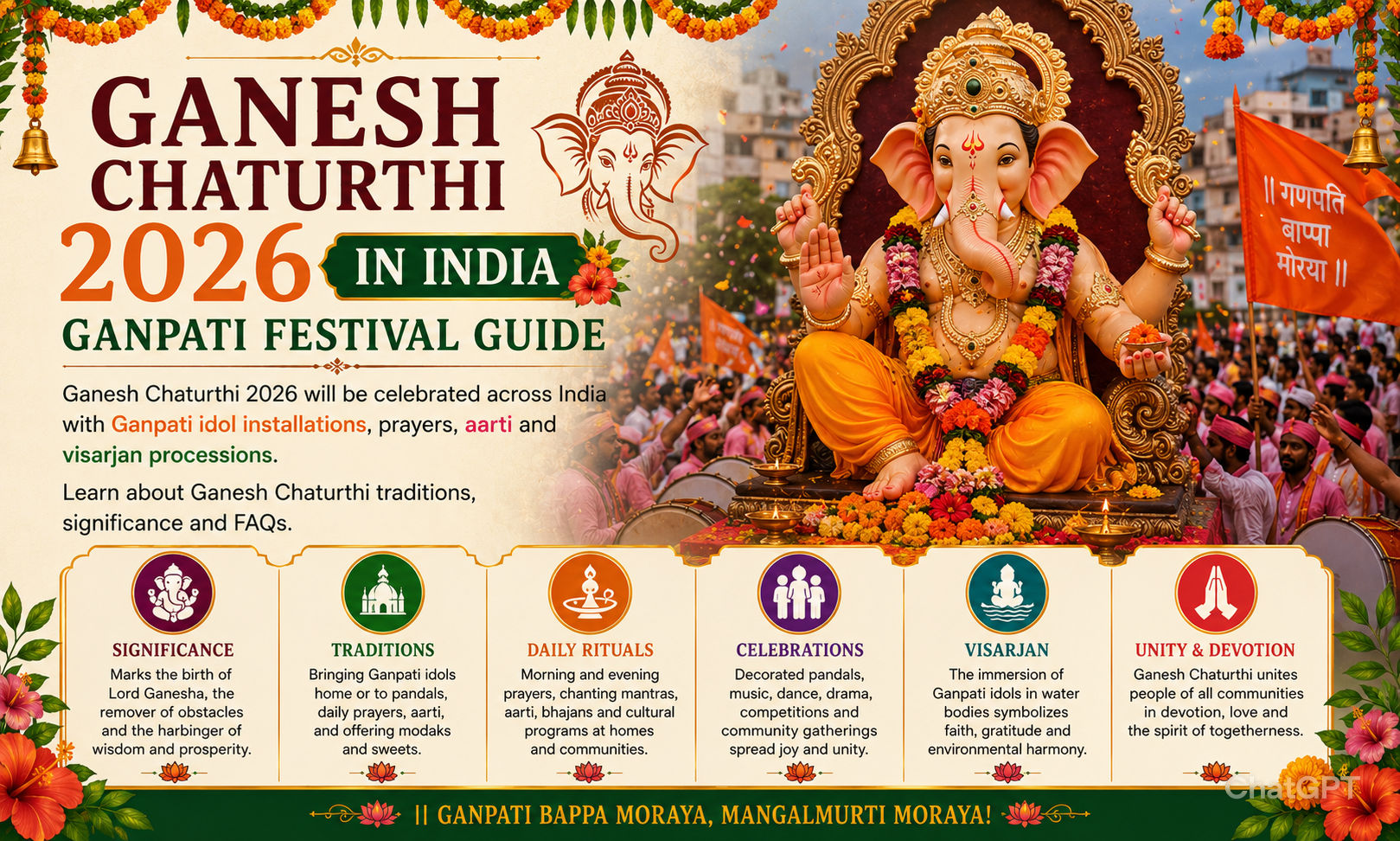 Ganesh Chaturthi 2026 in India: Date, History, Ganpati Festival, Rituals & Celebration Guide