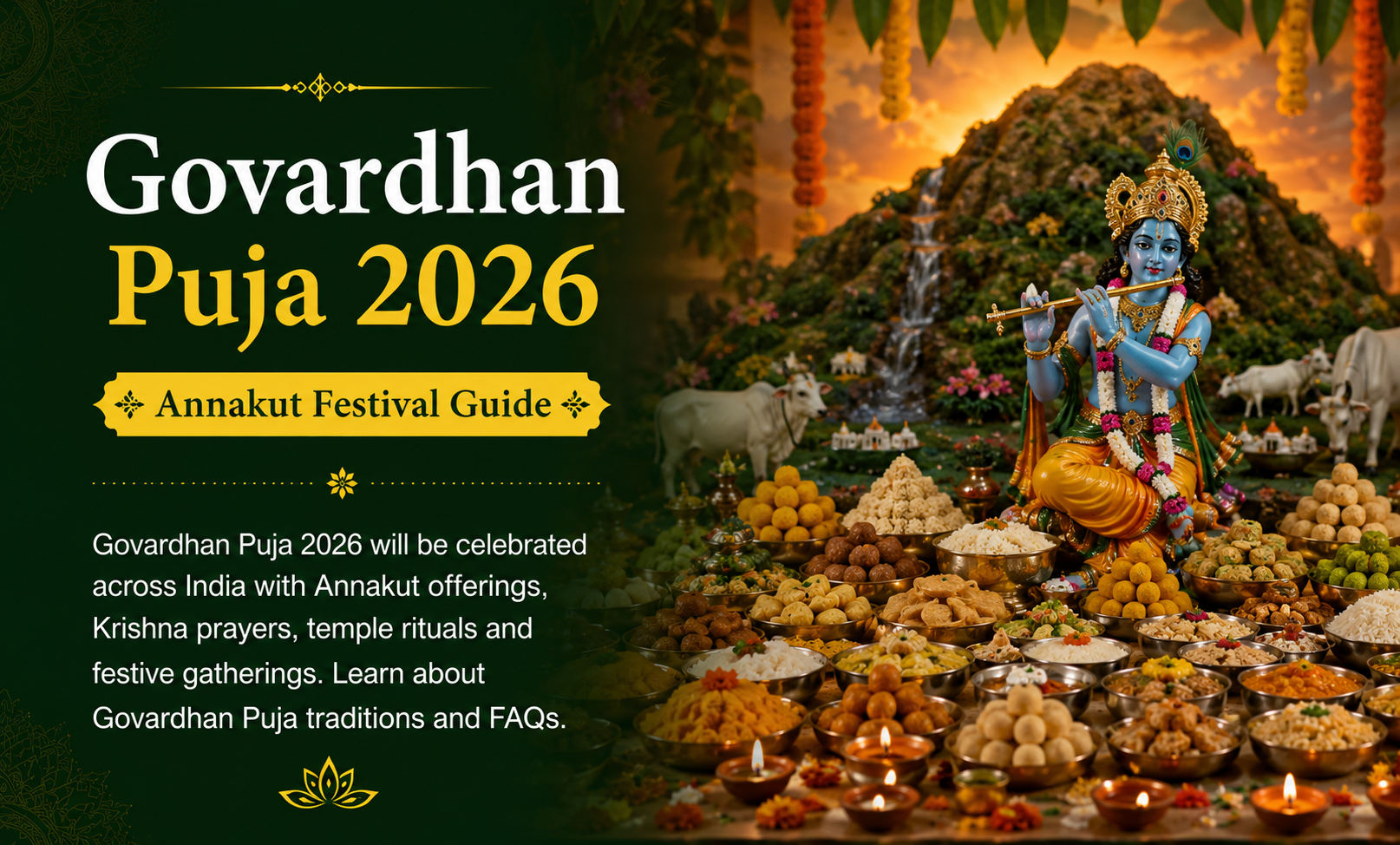 Govardhan Puja 2026 in India: Date, Annakut Rituals, Significance & Celebration Guide