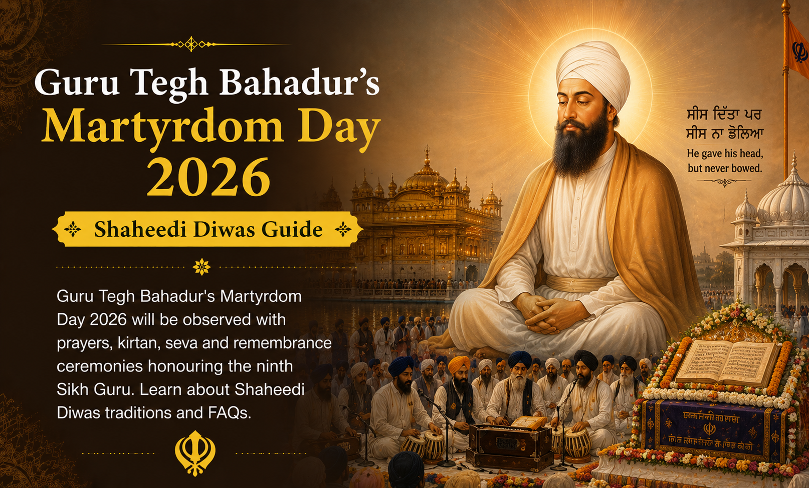Guru Tegh Bahadur's Martyrdom Day 2026 in India: History, Significance & Observance Guide
