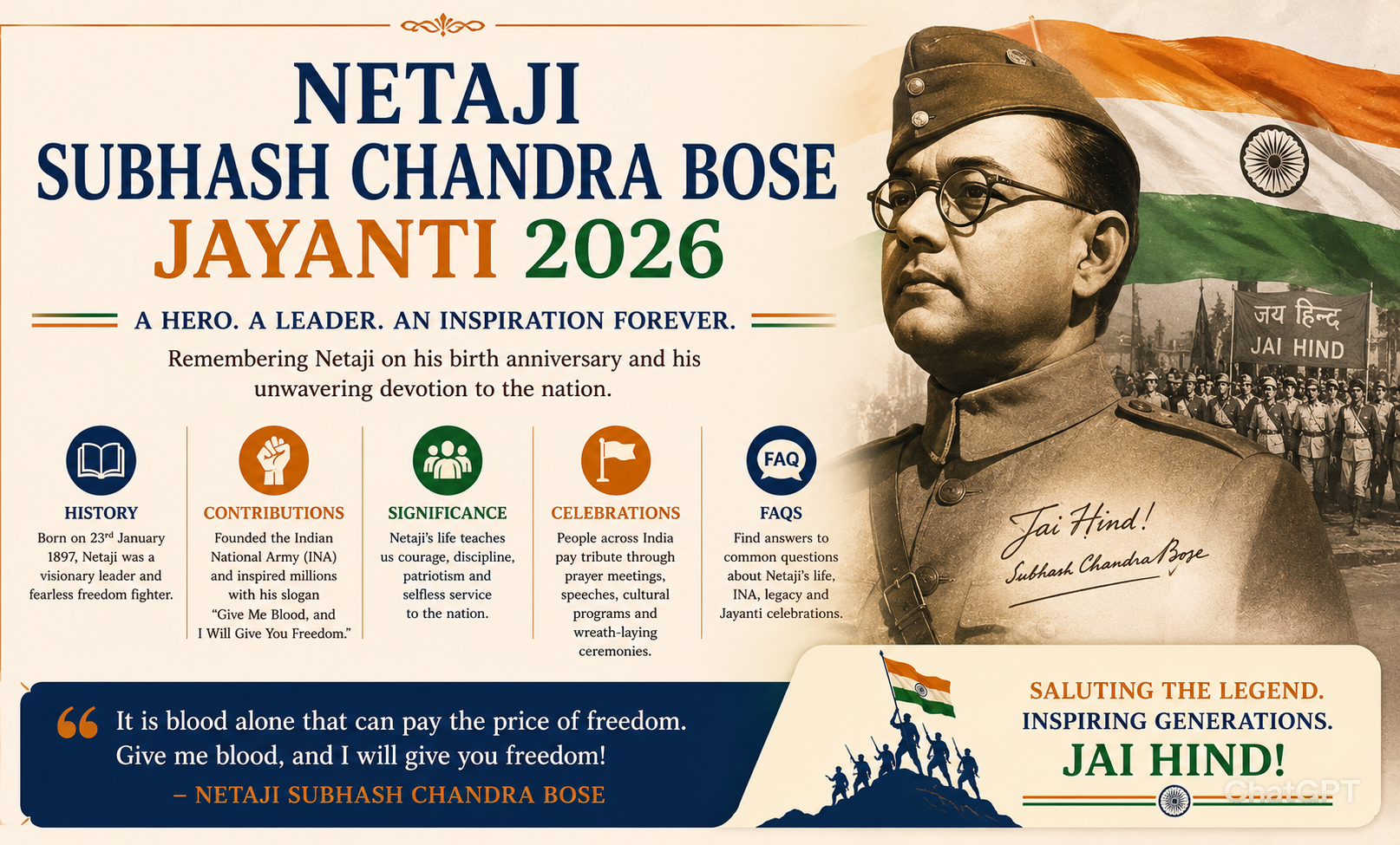 Netaji Subhash Chandra Bose Jayanti 2026: Date, History, Significance & Celebration Guide