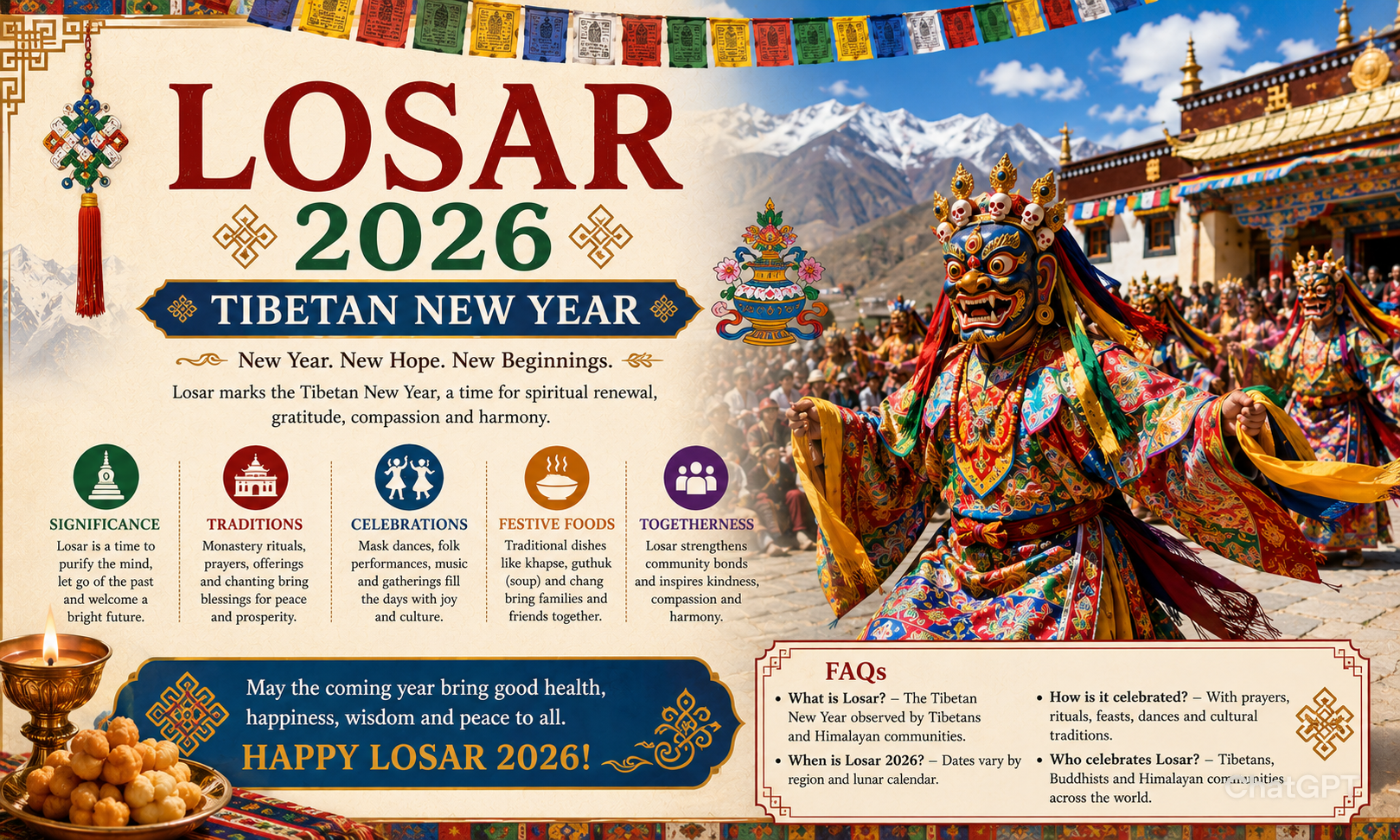 Losar 2026: Date, History, Traditions, Tibetan New Year Celebrations & Cultural Guide