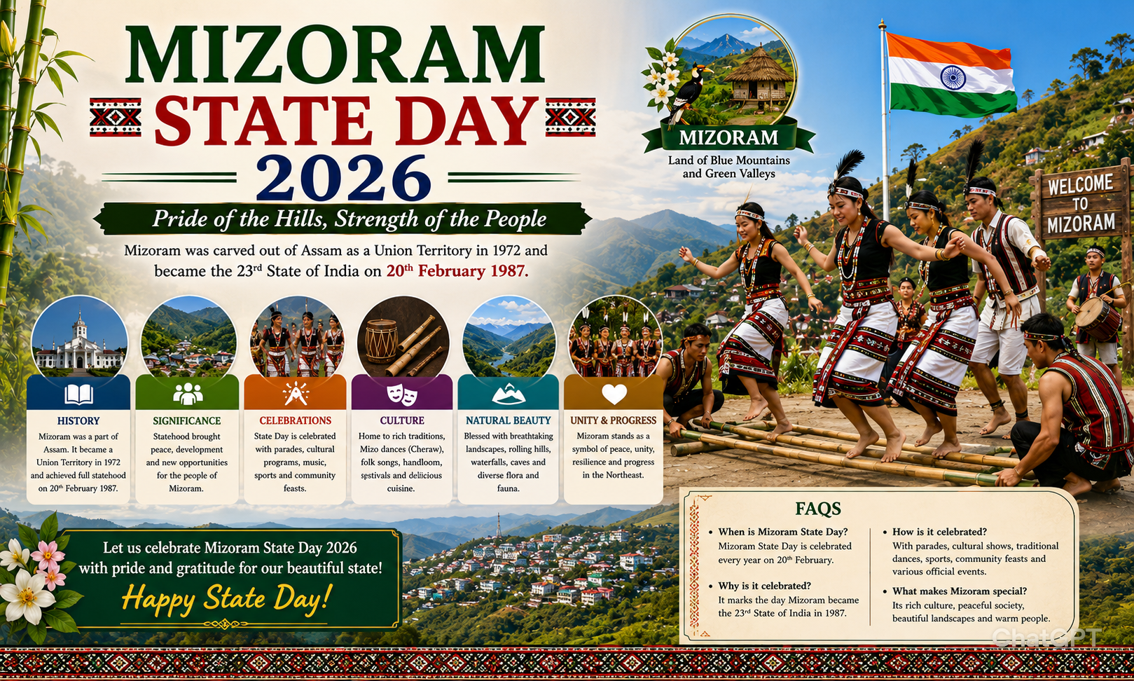 Mizoram State Day 2026: Date, History, Significance, Celebrations & Cultural Guide