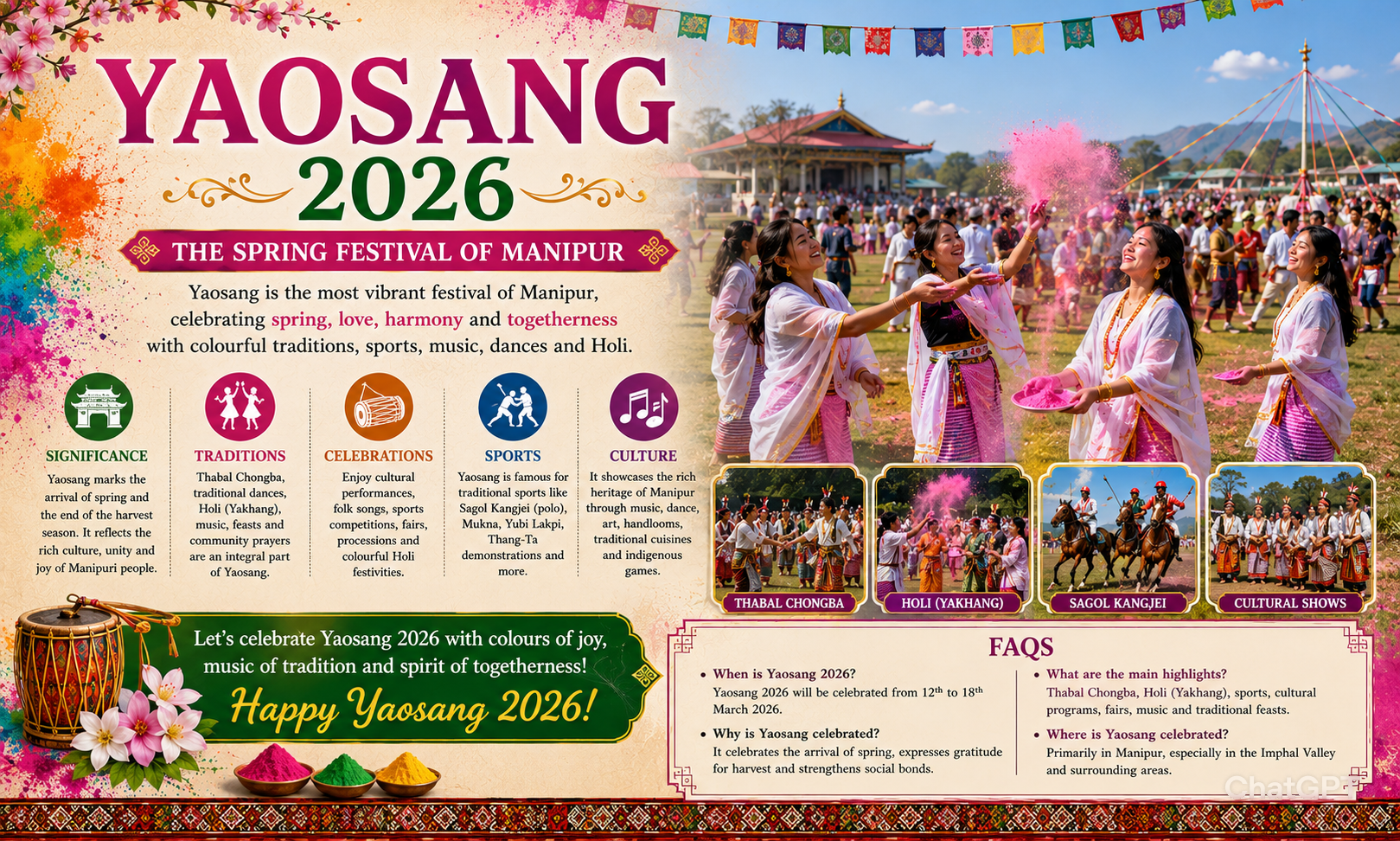 Yaosang 2026: Date, History, Significance, Holi Traditions & Manipur Festival Guide