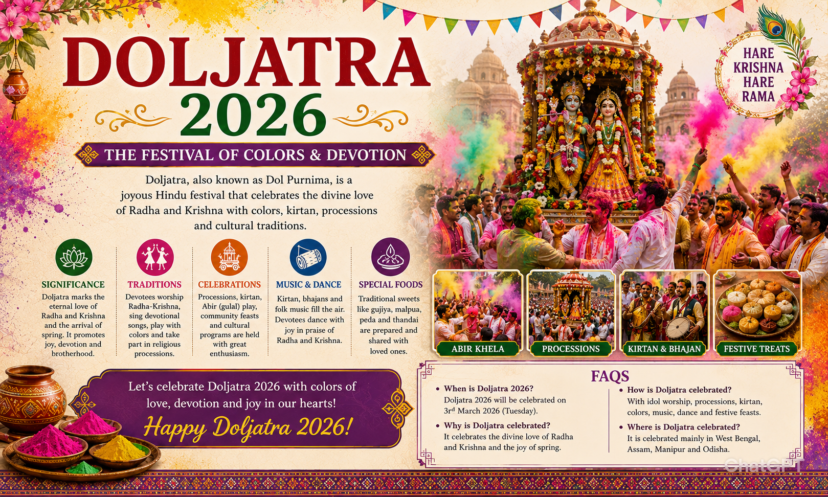 Doljatra 2026: Date, History, Significance, Holi Traditions & Celebration Guide