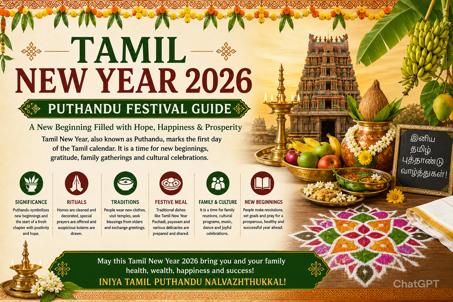 Tamil New Year 2026: Puthandu Date, Traditions, Significance & Celebration Guide