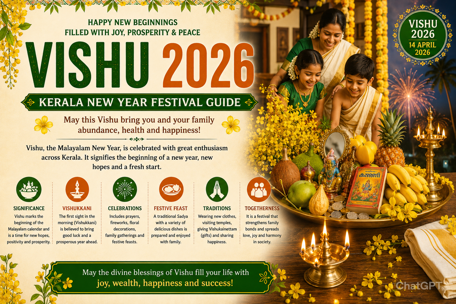 Vishu 2026: Date, Vishukkani, Traditions, Significance & Celebration Guide