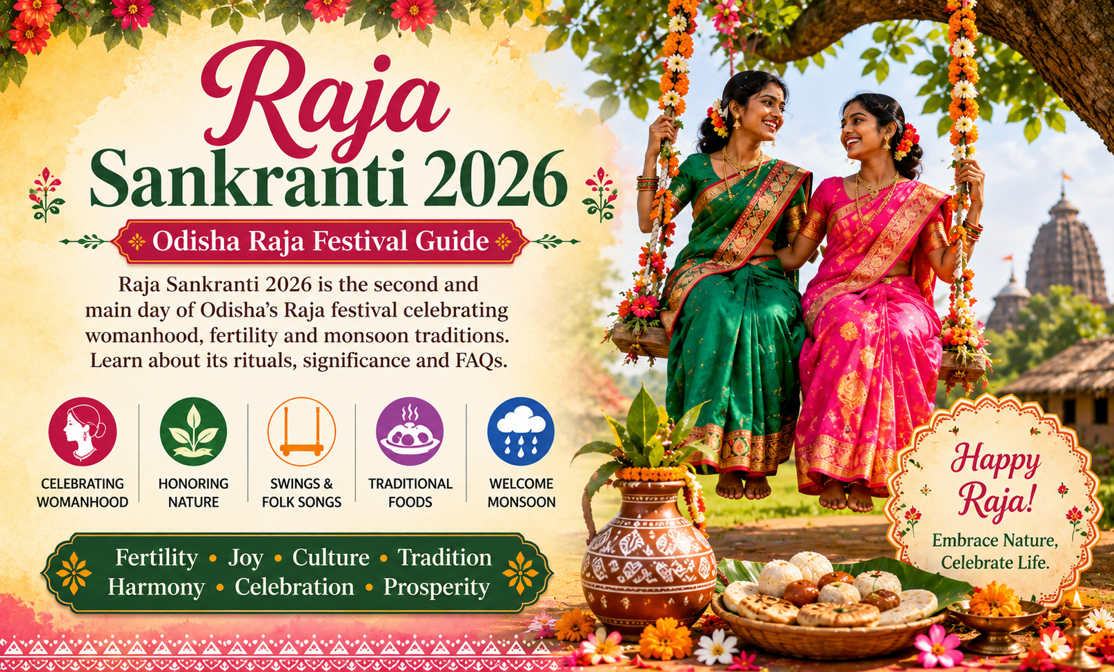 Raja Sankranti 2026: Odisha Raja Festival Traditions, Significance & Celebration Guide