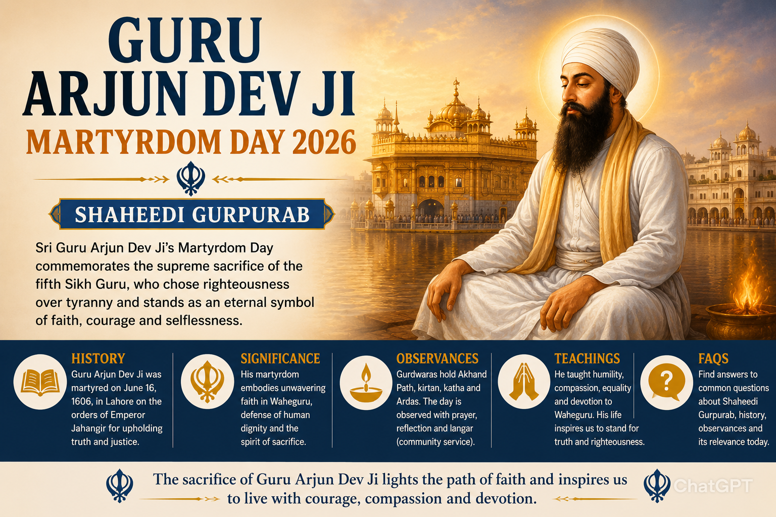 Sri Guru Arjun Dev Ji’s Martyrdom Day 2026: History, Significance, Shaheedi Gurpurab & Observance