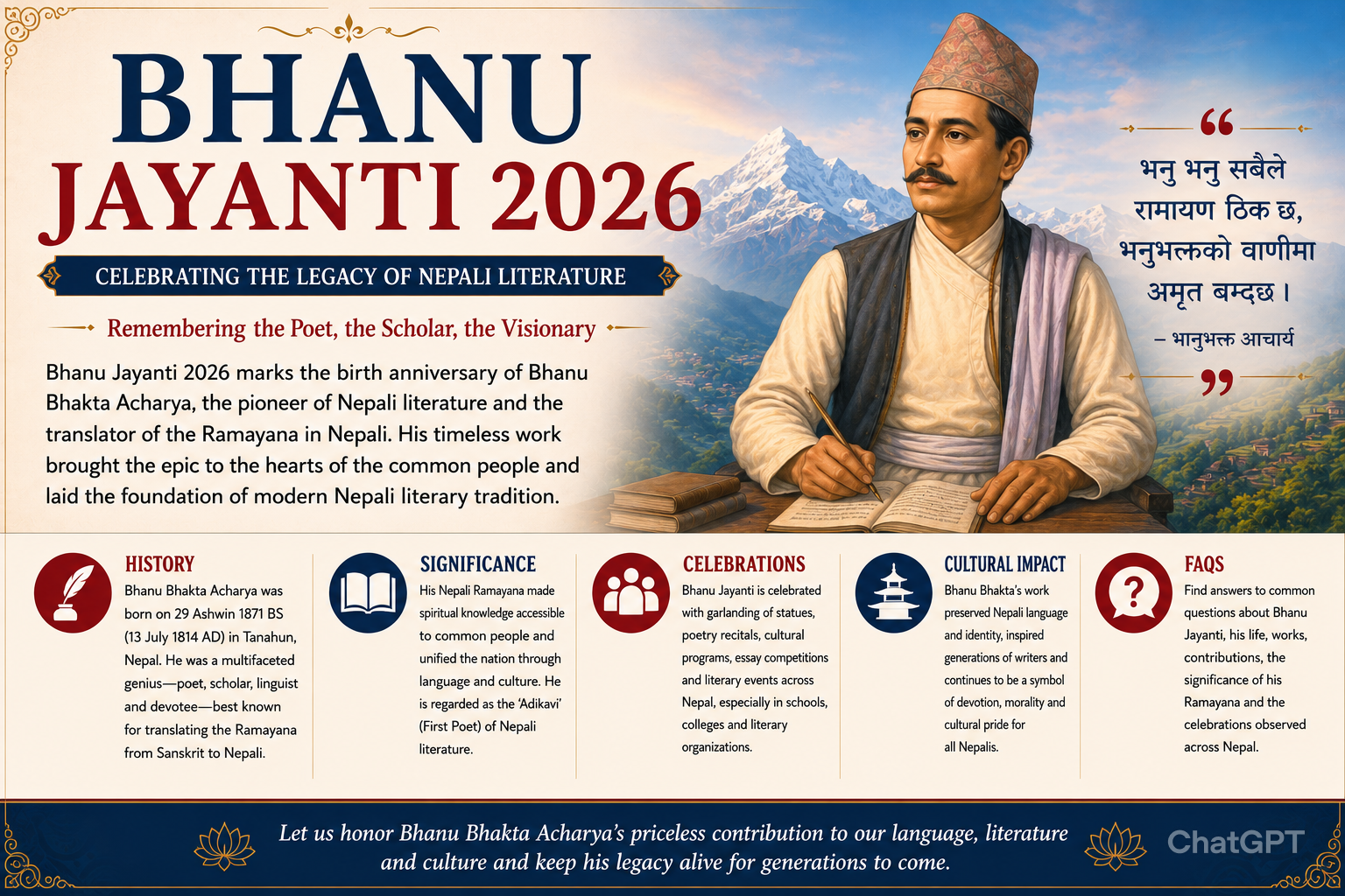 Bhanu Jayanti 2026: History, Significance, Celebrations & Legacy of Bhanu Bhakta Acharya