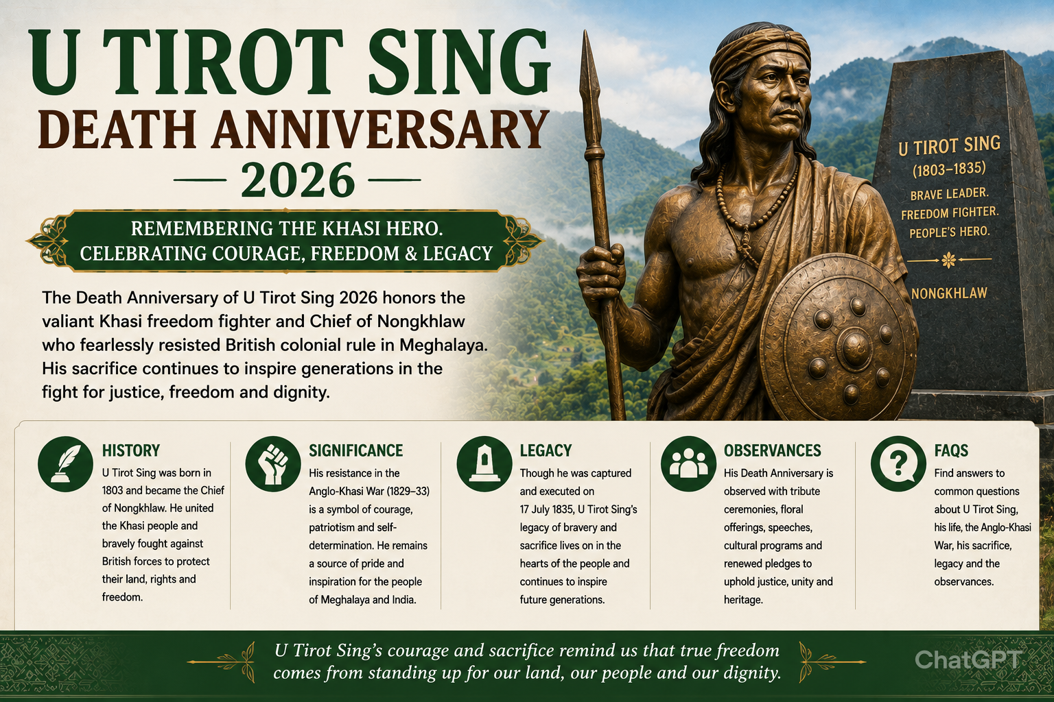Death Anniversary of U Tirot Sing 2026: History, Significance, Legacy & Observance