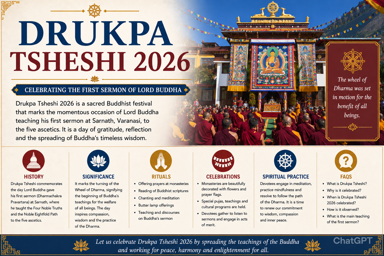 Drukpa Tsheshi 2026: History, Significance, Buddhist Festival Celebrations & Teachings