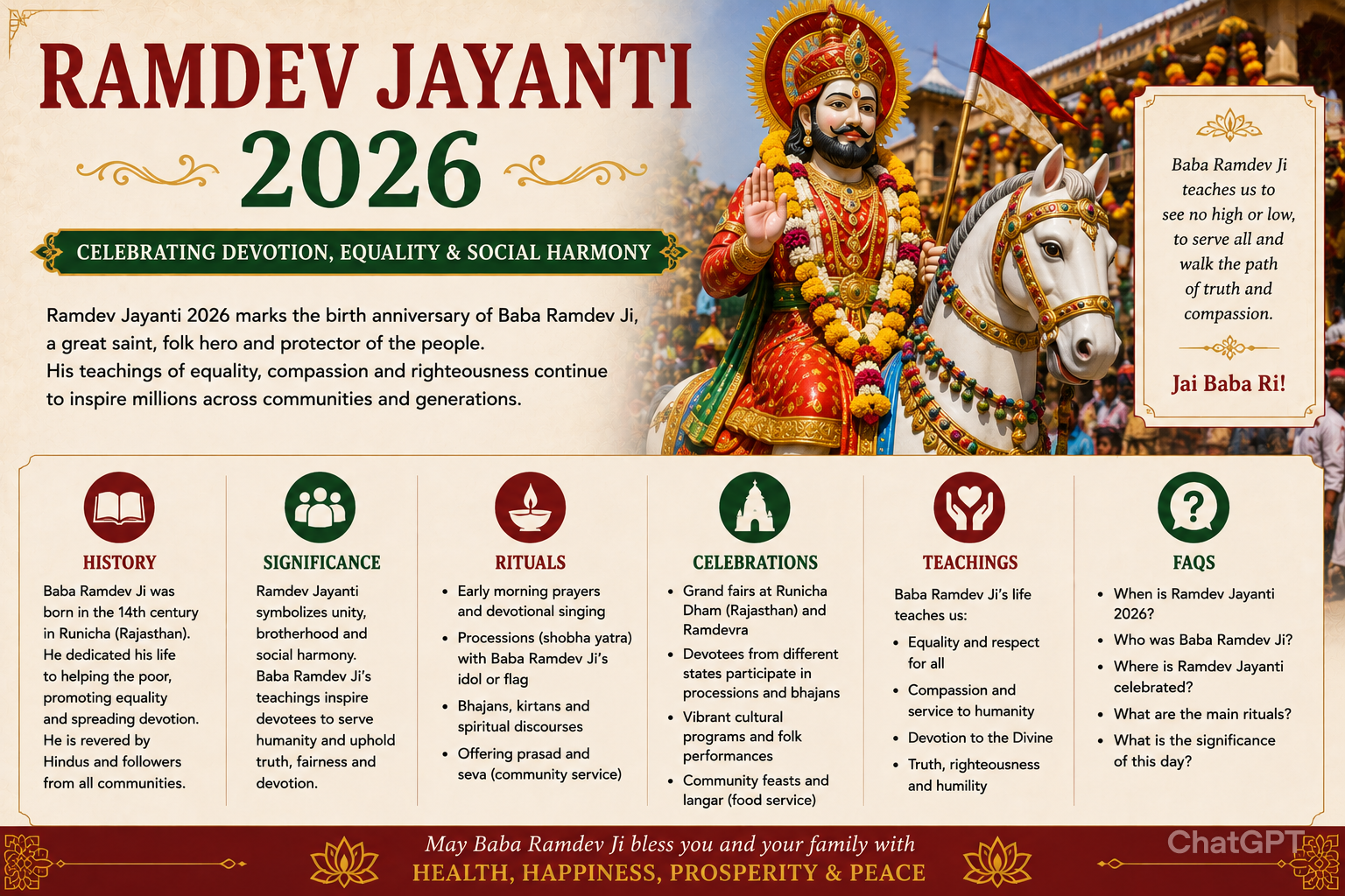 Ramdev Jayanti 2026: History, Significance, Rituals & Baba Ramdev Ji Guide