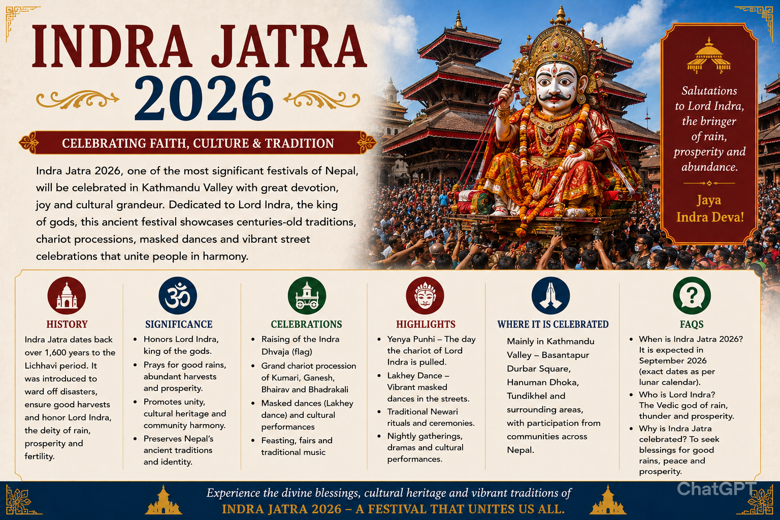 Indra Jatra 2026: History, Significance, Celebrations & Nepal Festival Guide