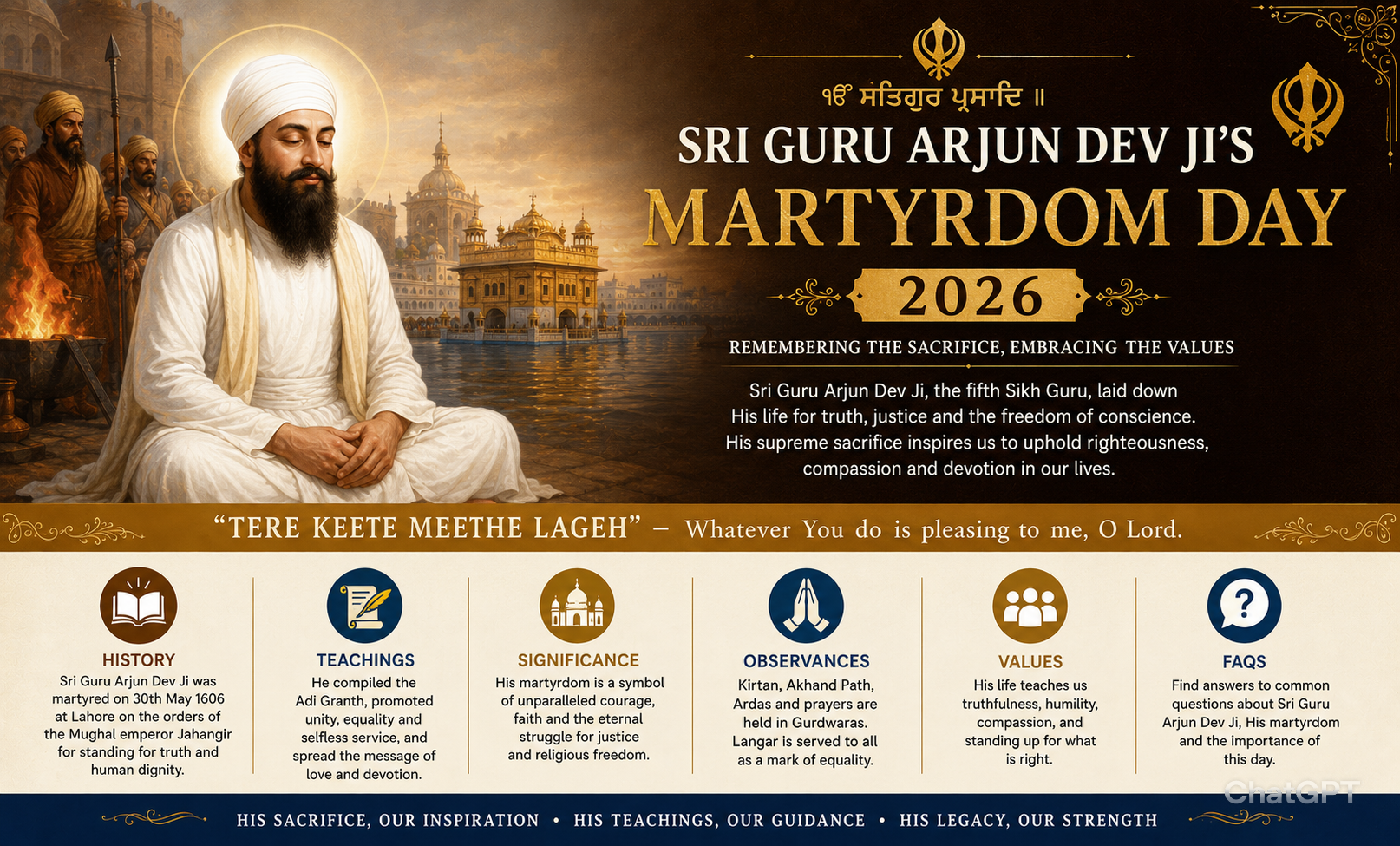 Sri Guru Arjun Dev Ji’s Martyrdom Day 2026: History, Significance, Observance & Legacy