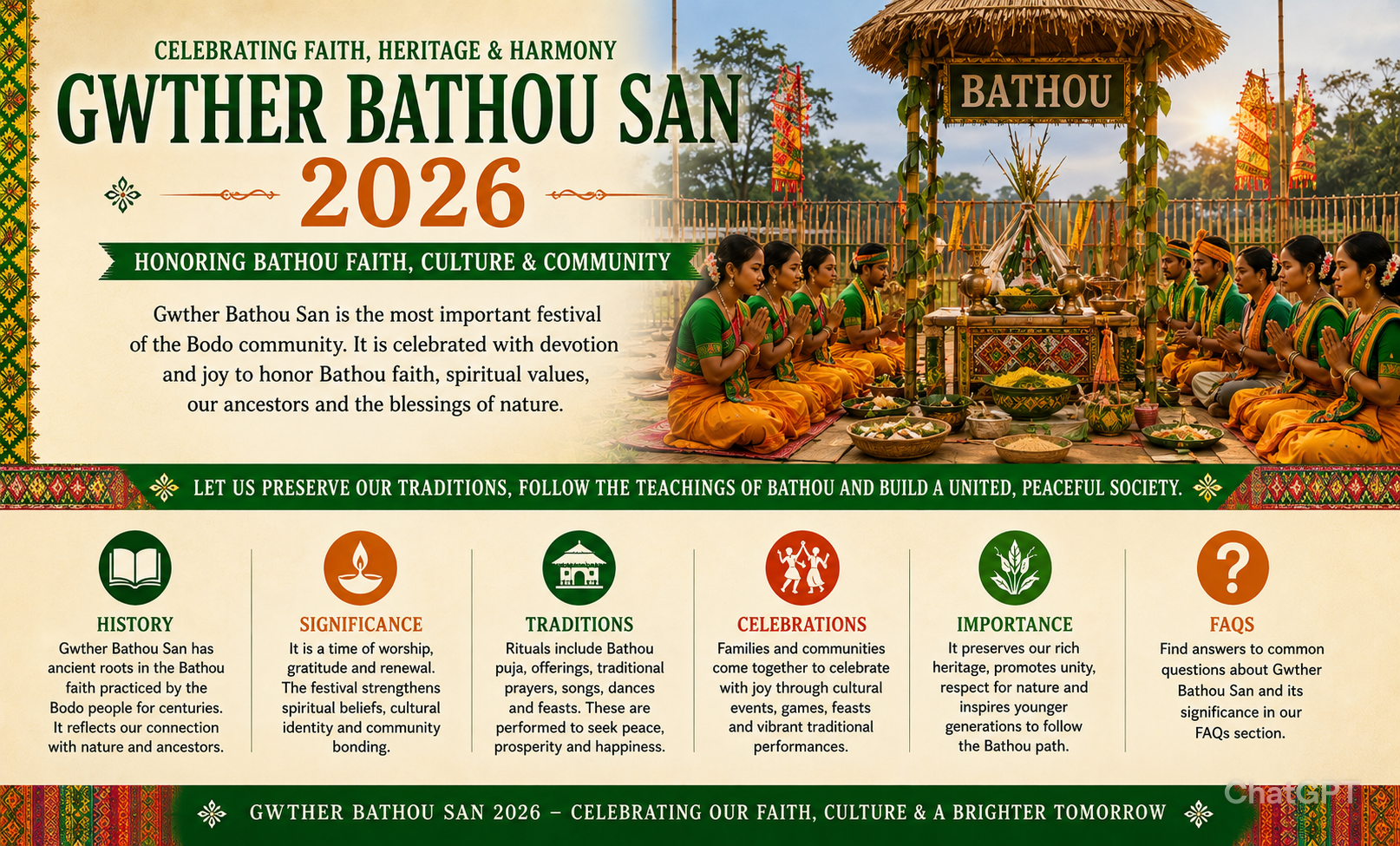 Gwther Bathou San 2026: History, Significance, Celebrations & Traditions