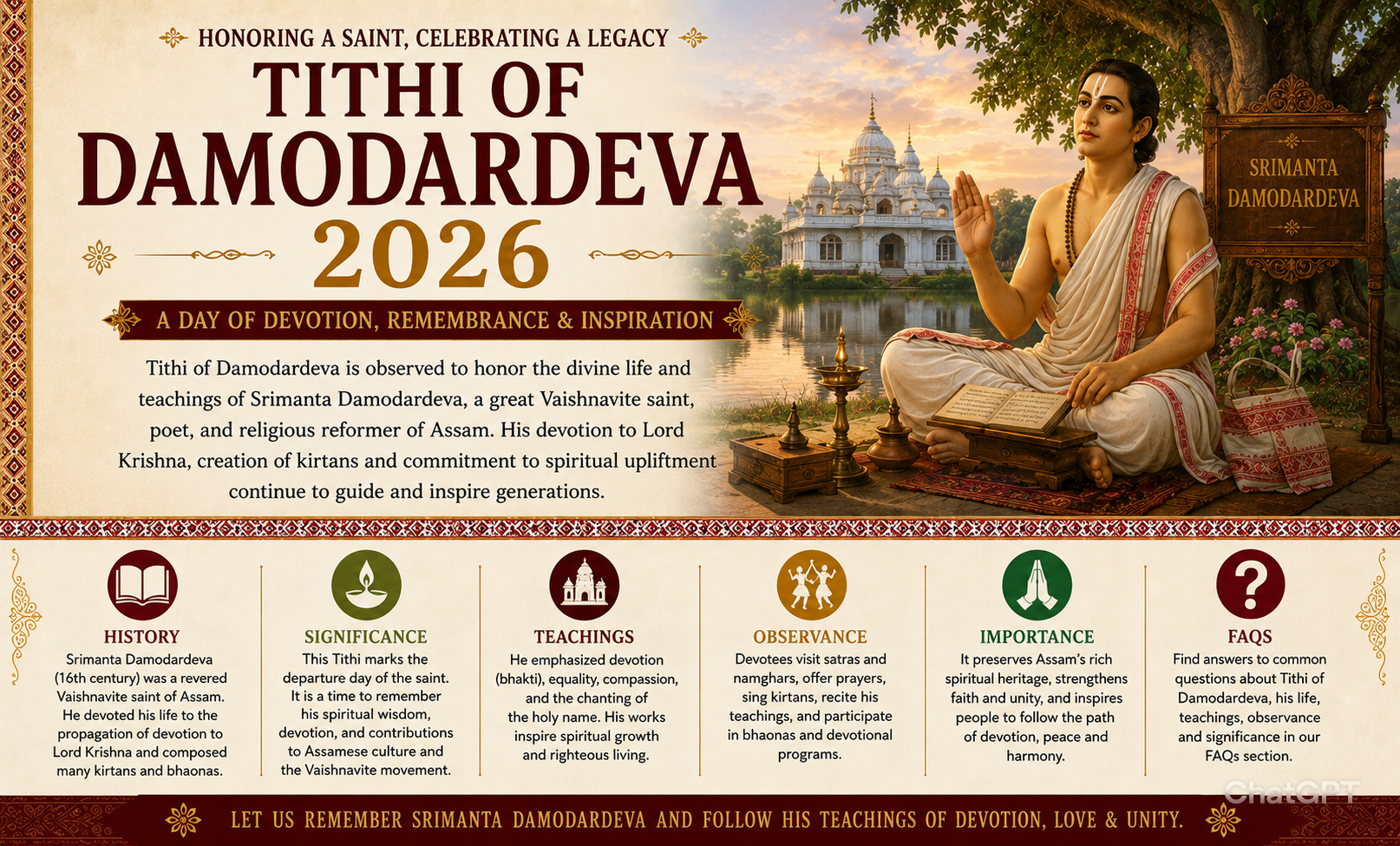 Tithi of Damodardeva 2026: History, Significance, Observance & Legacy